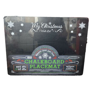 Set of 2 New My Christmas Wish List Chalkboard Placemat 15.5" x 11.75" New